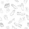 Hand draw sketch Pattern seamless background man, woman and children shoes