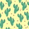 Hand draw vector cactus seamless pattern on isolated white background. Ð¡ontinuous line drawing.