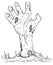 hand draw zombie hand with scary skin