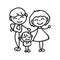 Hand drawing abstract cartoon happy people family happiness concept