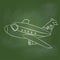 Hand drawing Airplane on Green board -Vector illustration