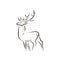 Hand drawing black and white deer side view