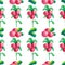 Hand-drawing botanical seamless pattern with cowberry with leaves. Watercolor illustration. Use for textile print, wrapping paper