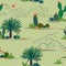 Hand drawing cactus and succulent plants seamless pattern on pastel green background,for decorative,fashion,fabric,textile,print