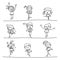 Hand drawing cartoon happy kids running marathon