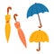 Hand drawing cartoon umbrella sticker set