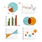 Hand drawing chart graphic collection set for business and statistics education such as venn-diagram bar pie and