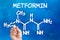 Hand drawing the chemical formula of metformin