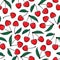 Hand drawing Cherry berry Fashion sketch seamless pattern isolated on white background. Vector illustration print design