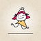 Hand drawing colorful happiness cartoon concept, happy girl, character of kid smile with joy