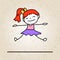 Hand drawing colorful happiness cartoon concept, happy girl, character of kid smile with joy