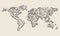 Hand drawing doodle world map. Vintage earth vector sketch.