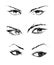 Hand drawing eyes on a white background.