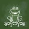 Hand drawing frog on Green board -Vector illustration