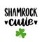 The hand-drawing funny inscription: Shamrock cutie, for St. Patrick`s Day.