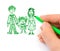 Hand drawing happy family