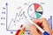 Hand drawing an increasing bar line graph