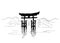 Hand drawing Japanese torii