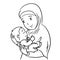 Hand drawing Mother and Son -Vector Illustration