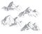 Hand drawing mountain peaks isolated retro etching sketch vector illustration