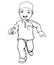 Hand drawing of Muslim Boy make running -Vector Illustration