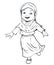 Hand drawing of Muslim Girl make running -Vector Illustration