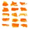 Hand-drawing orange textures of brush strokes in random shape