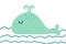 Hand drawing pretty colored green whale in the ocean. Vector illustration design for fashion fabrics, textile graphics