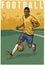 Hand drawing retro style of soccer player