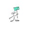 Hand drawing sketch human smile stick figure with email sign
