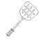 Hand drawing spatula for a frying pan. Outline sketch of turner for cook food. Kitchen accessories. Tools for cooking. Isolated on