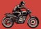 Hand drawing style man riding classic motorcycle