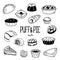 Hand drawing styles for puff and pie. Doodle bakery puff and pie