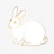 Hand drawing, vector illustration white rabbit with gold sitting. For print and web pages