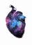 Hand drawing watercolor heart cosmic space ctyle