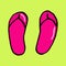 Hand-drawing women`s beach slippers, summer, vector, doodle