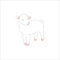 Hand drawing young easter lamb. Cute doodle farm animal. Spring animal character. Happy easter day design element