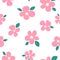 Hand drawn abstract ditsy flowers seamless pattern on white background.