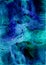 Hand drawn abstract ethereal artwork in acrylic and watercolor paints style with dark emerald green, blue and black