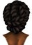 Hand-drawn abstract fashion illustration of imaginary female afro model with high roll braids updo hairstyl