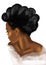 Hand-drawn abstract fashion illustration of imaginary female afro model with high roll braids updo hairstyle