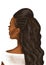 Hand-drawn abstract fashion illustration of imaginary long hair female afro model with high roll braids updo hairstyle