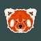 Hand drawn abstract portrait of a red panda. Sticker. Vector stylized colorful illustration isolated on dark background