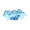 Hand drawn abstract water splash shape in flat cartoon style, blue splatter wave