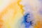 Hand drawn abstract watercolor background, original waldorf wet painting. Lesson for beginners, artist, student, pupil. First step