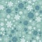 Hand drawn abstract winter snowflakes pattern. Stylish crystal stars on green background. Elegant simple holiday all over print.