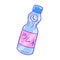 Hand drawn aesthetic cute ramune bottle, Japanese blue soda water