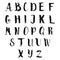 Hand drawn alphabet. Black vector letters