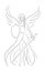 Hand-drawn angel-warrior silhouette, several brush strokes, flat vector illustration