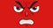 Hand drawn animation of an angry face isolated on red background